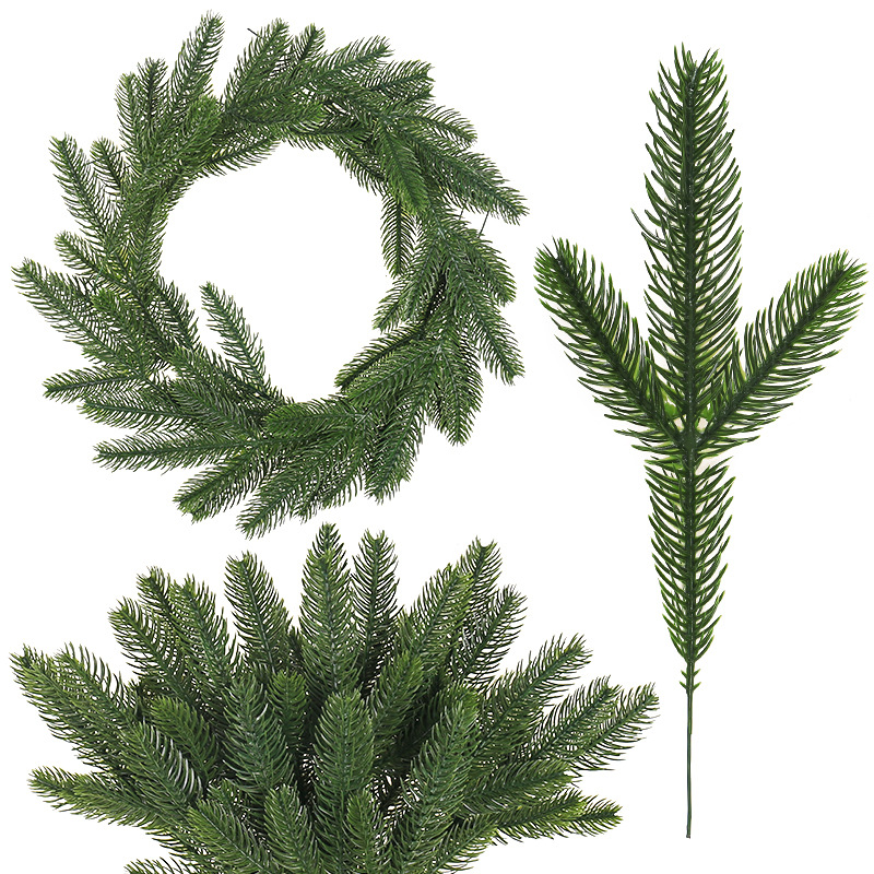 Christmas Tree Artificial - กิ่งสนเทียม, ใบสนปลอม, ใบไม้ประดับ, อุปกรณ์ทำพวงมาลัย DIY, ของตกแต่งคริสต์มาส,