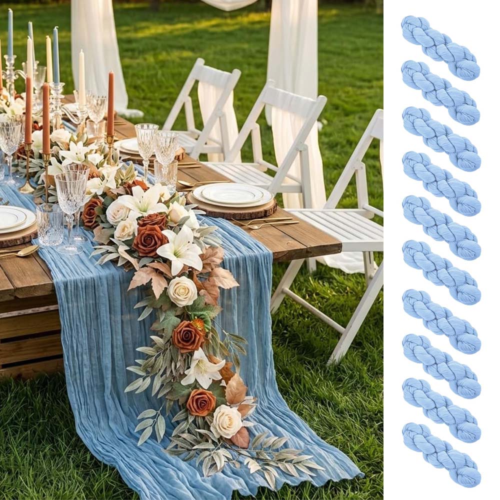 Christmas Table Runner - ชุดผ้าปูโต๊ะ 10 ผืน ผ้าก๊อซเครป ผ้าชีส สำหรับตกแต่งโต๊ะงานแต่งงาน