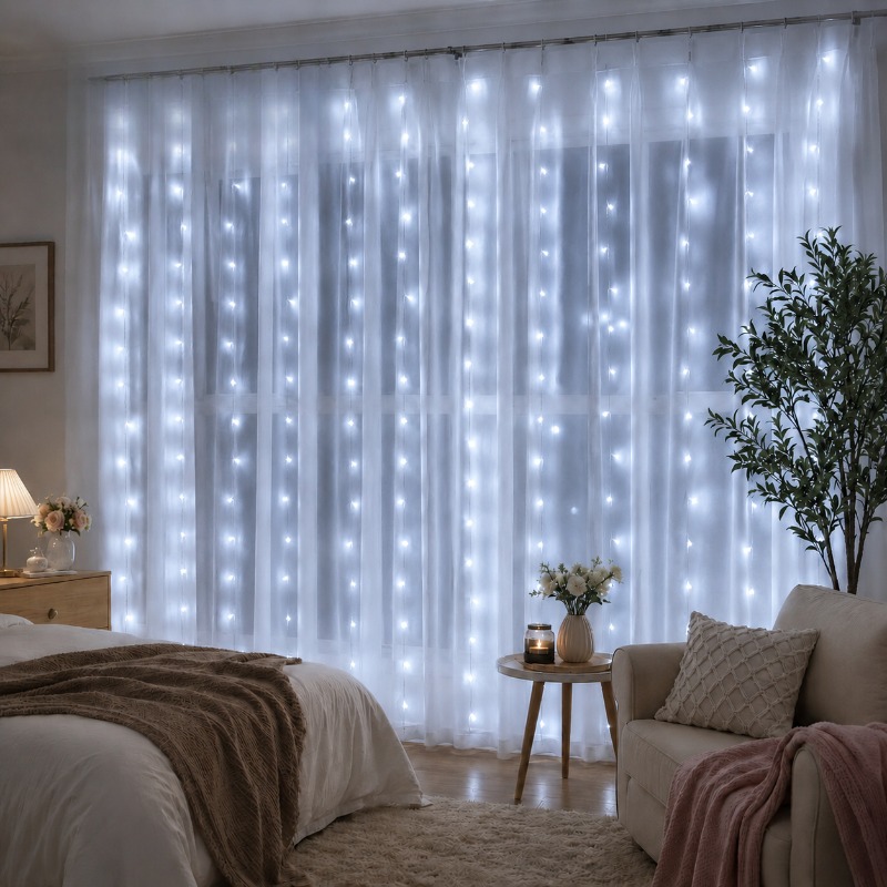Led Fairy String Lights - ไฟประดับม่าน LED ความยาว 3/4/6 เมตร พร้อมรีโมทคอนโทรล